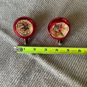 2 vintage red glass ornaments